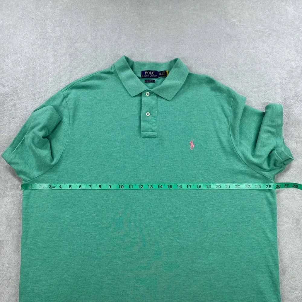 Polo Ralph Lauren Polo Shirt Mens XXL Green Classic Fit Iconic Mesh Pink Pony